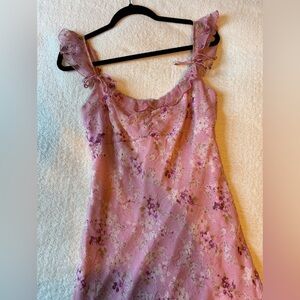 Be Smart Soft Pink Cami Dress, Midi Length. Ruffle straps. VTG, Y2K. Sz 15/16